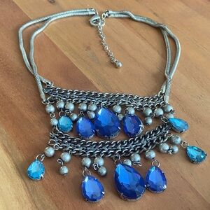 Le Chateau Blue and Silver Statement Necklace